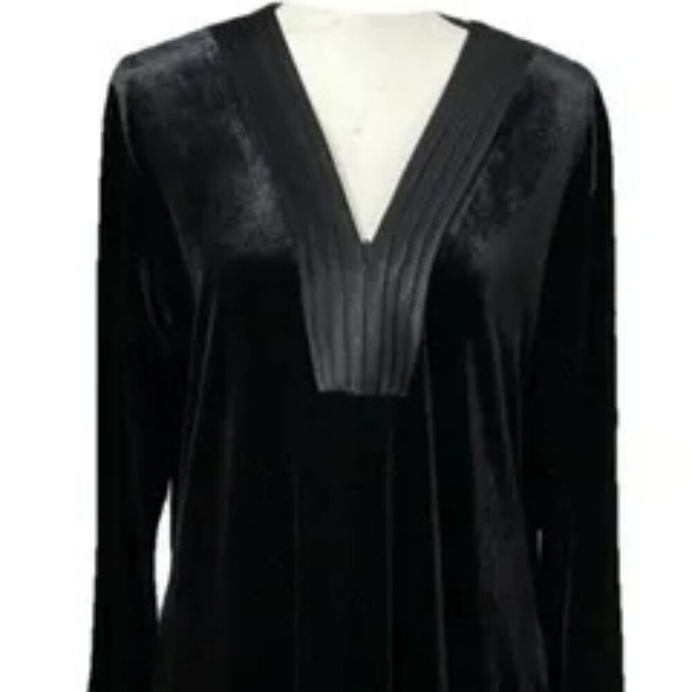 Vintage Oscar De La Renta Pink Label Black Velvet Sleepwear Dress. SZ 2X - Picture 2 of 2